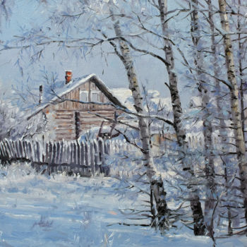 Malarstwo zatytułowany „Winter day. Birches” autorstwa Alexander Volya, Oryginalna praca, Olej