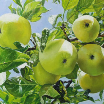 Ζωγραφική με τίτλο "Apples on branch" από Alexander Volya, Αυθεντικά έργα τέχνης, Λάδι