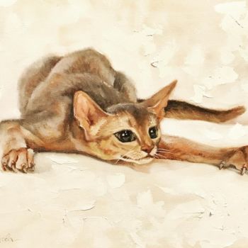 「#Play Cat」というタイトルの絵画 Alexander Trustによって, オリジナルのアートワーク, オイル