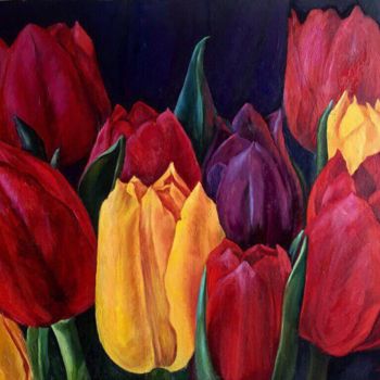 「#Tulips」というタイトルの絵画 Alexander Trustによって, オリジナルのアートワーク, オイル