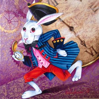 Malerei mit dem Titel "White Rabbit" von Alexander Ishchenko, Original-Kunstwerk, Acryl