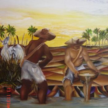 Painting titled "Garimpeiros" by Alexander Pacheco, Original Artwork