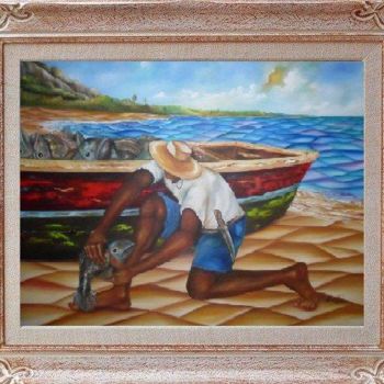 Pintura intitulada "Pescador" por Alexander Pacheco, Obras de arte originais