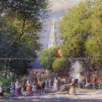 Painting titled "На Казанской в Рыби…" by Aleksandr Shevelev, Original Artwork, Oil