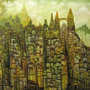 Картина под названием "city dreamed" - Alexandr Ivanov, Подлинное произведение искусства, Масло