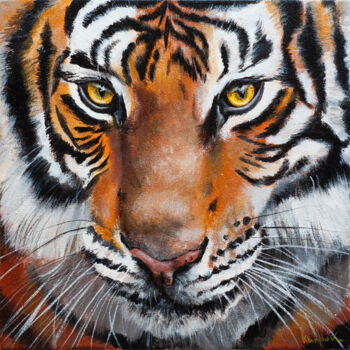 Pintura titulada "Tiger Portrait" por Alexandr Karpov, Obra de arte original, Acrílico Montado en Bastidor de camilla de mad…