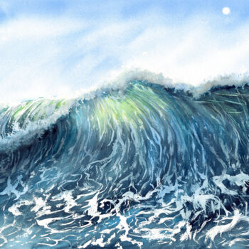 Schilderij getiteld "Close-up Wave" door Alexandr Karpov, Origineel Kunstwerk, Aquarel