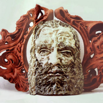 Sculpture titled "Self-portrait in wa…" by Alexandr Moskvitin, Original Artwork, Ceramics