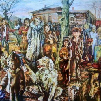 Painting titled "Irkutsk Market" by Alexandr Moskvitin, Original Artwork, Oil