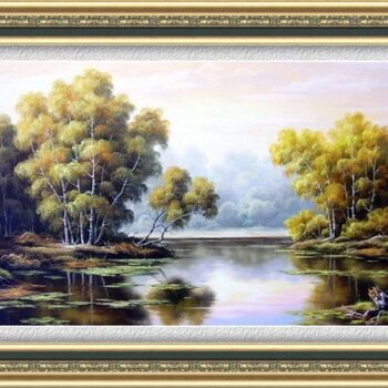 Schilderij getiteld "Őszi vízpart" door Alexandr Najgyonov, Origineel Kunstwerk