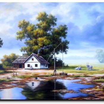 Painting titled "Shepherd Farm II (…" by Alexandr Najgyonov, Original Artwork, Oil