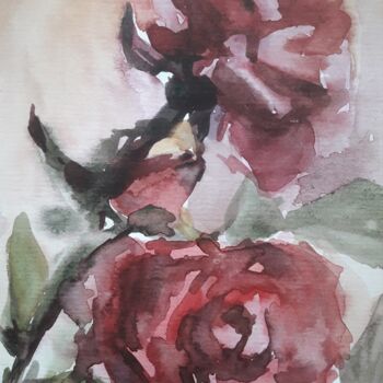 Pintura intitulada "Roses" por Alexandra Andreeva (Bismuth), Obras de arte originais, Aquarela
