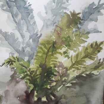 Painting titled "Fern in the light" by Alexandra Andreeva (Bismuth), Original Artwork, Watercolor
