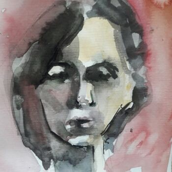 Painting titled "Self-portrait" by Alexandra Andreeva (Bismuth), Original Artwork, Watercolor