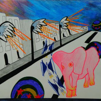 Dessin intitulée "La marche hypnotiqu…" par Alexandra Basset, Œuvre d'art originale