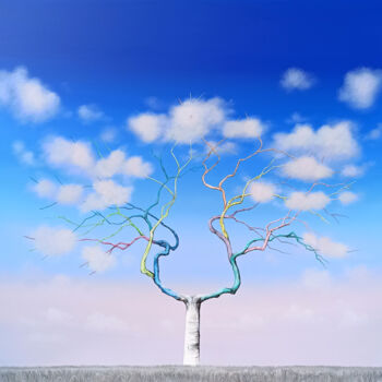 Peinture intitulée "Jardin de nuages" par Alexandra Battezzati, Œuvre d'art originale, Acrylique
