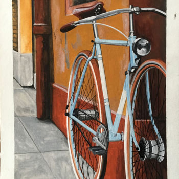 Painting titled "Bicicleta I" by Alexandra Bernardes, Original Artwork, Watercolor