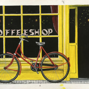 Schilderij getiteld "Bicicleta II" door Alexandra Bernardes, Origineel Kunstwerk, Aquarel