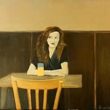 Malerei mit dem Titel "" A Rapariga do Caf…" von Alexandra Bernardes, Original-Kunstwerk, Acryl