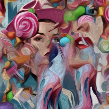 Digital Arts titled "“The Sweet Pink Hee…" by Alexandra Bloodworth, Original Artwork, Digital Collage