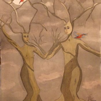 Drawing titled "L arbre humain" by Alexandra Cecconi, Original Artwork