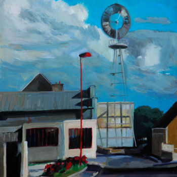 Peinture intitulée "Éolienne à Epuisay" par Alexandra Chauchereau, Œuvre d'art originale, Huile