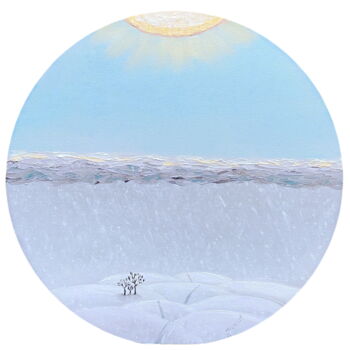 Schilderij getiteld "Snow ball, round ar…" door Alexandra Da, Origineel Kunstwerk, Olie