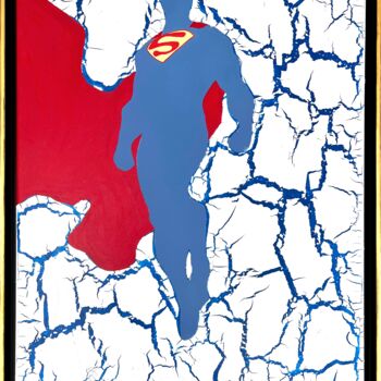 Malarstwo zatytułowany „Superman” autorstwa Alexandra Galavtine, Oryginalna praca, Akryl Zamontowany na Drewniana rama noszy