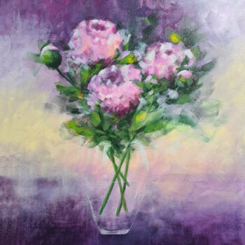 Ζωγραφική με τίτλο "Purple Bouquet" από Alexandra Ghindea-Parvescu, Αυθεντικά έργα τέχνης, Ακρυλικό Τοποθετήθηκε στο Ξύλινο…