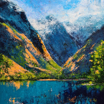 Ζωγραφική με τίτλο "Abstract Landscape" από Alexandra Ghindea-Parvescu, Αυθεντικά έργα τέχνης, Ακρυλικό Τοποθετήθηκε στο Ξύλ…