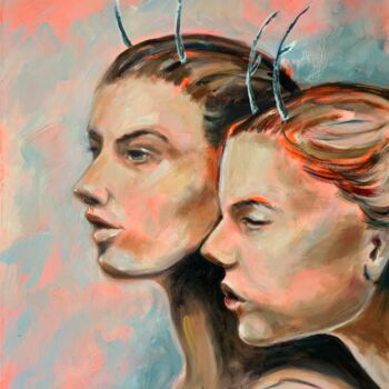 Painting titled "Two is a union, 60x…" by Alexandra Jagoda, Original Artwork, Oil
