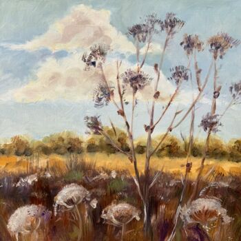 Painting titled "Meadows of Fading B…" by Alexandra Jagoda, Original Artwork, Oil Mounted on Wood Stretcher frame