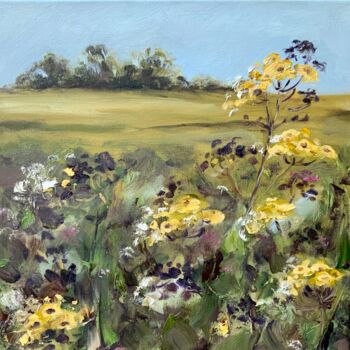 Painting titled "In the Meadow" by Alexandra Jagoda, Original Artwork, Oil Mounted on Wood Stretcher frame