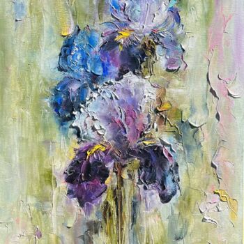 Painting titled "Irises 1" by Alexandra Laskina, Original Artwork, Oil