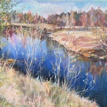 Painting titled "River" by Alexandra Laskina, Original Artwork, Oil