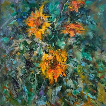 Картина под названием "Ukrainian flowers" - Alexandra Laskina, Подлинное произведение искусства, Масло