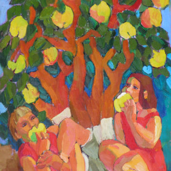 Painting titled "Taste of apples. Su…" by Alexandra Ovchinnikova, Original Artwork, Oil