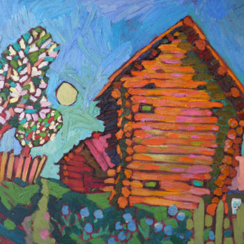 Картина под названием "Village motive" - Alexandra Ovchinnikova, Подлинное произведение искусства, Масло