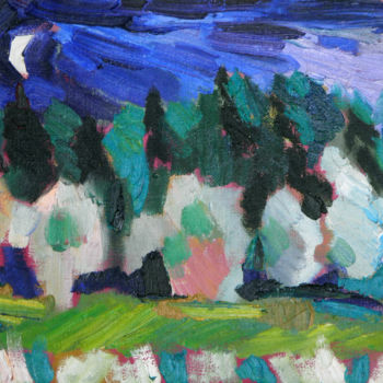 Pintura intitulada "Young white moon. S…" por Alexandra Ovchinnikova, Obras de arte originais, Óleo