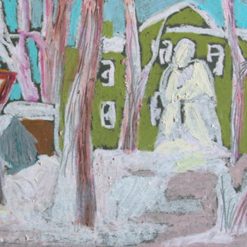 绘画 标题为“Snowy monument” 由Alexandra Ovchinnikova, 原创艺术品, 粉彩
