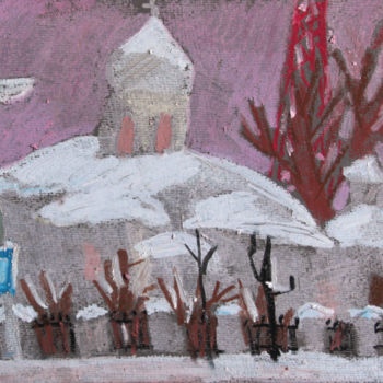 Картина под названием "Winter in Great Nov…" - Alexandra Ovchinnikova, Подлинное произведение искусства, Пастель
