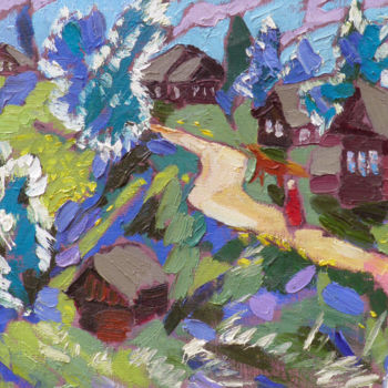 Картина под названием "Village roads" - Alexandra Ovchinnikova, Подлинное произведение искусства, Масло