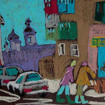 Рисунок под названием "City of Staraya Rus…" - Alexandra Ovchinnikova, Подлинное произведение искусства, Пастель