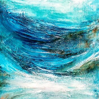 Painting titled "OCEAN DEPTH" by Alexandra Petropoulou, Original Artwork, Acrylic Mounted on Wood Stretcher frame