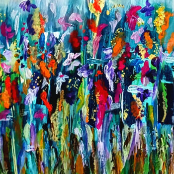 Malerei mit dem Titel "Wildflowers along t…" von Alexandra Roberts, Original-Kunstwerk, Acryl