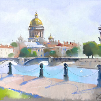 Malerei mit dem Titel "Russia, Saint-Peter…" von Alexandra Sergeeva, Original-Kunstwerk, Pastell