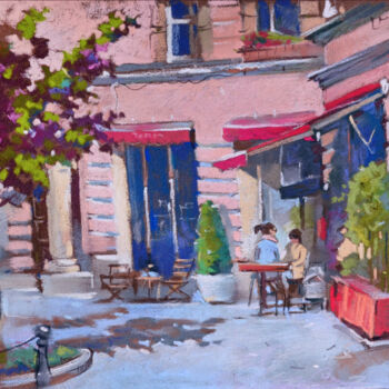 Dessin intitulée "lunch in a cafe on…" par Alexandra Sergeeva, Œuvre d'art originale, Pastel