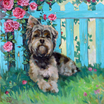 Painting titled "Portrait of a dog Y…" by Alexandra Sergeeva, Original Artwork, Oil