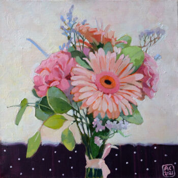 Peinture intitulée "bouquet of gerbera…" par Alexandra Sergeeva, Œuvre d'art originale, Huile