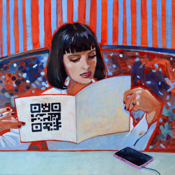 Painting titled "Tarantino. Pulp Fic…" by Alexandra Sergeeva, Original Artwork, Oil